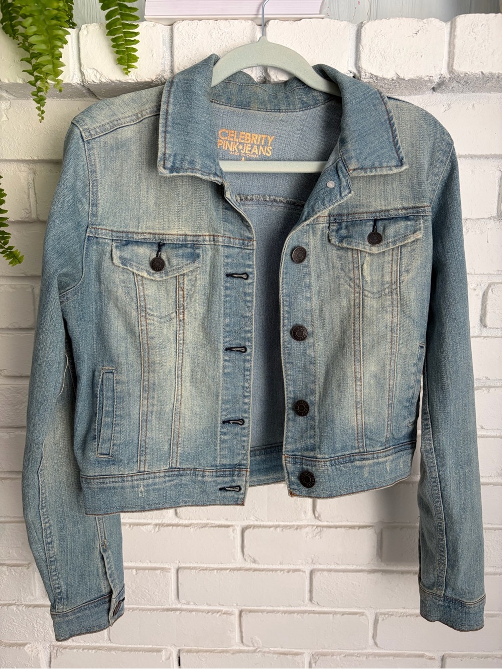Celebrity Pink Light Blue Washed Denim Jacket
